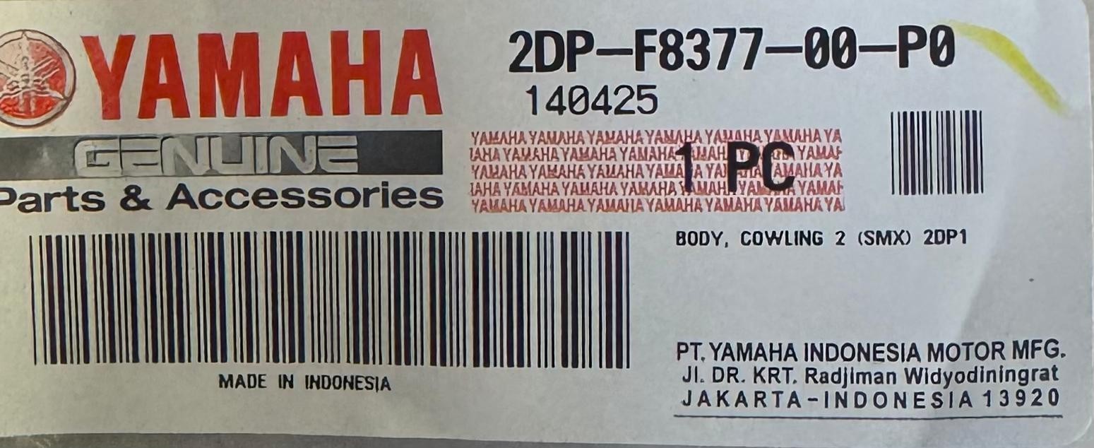 Genuine Yamaha NMax Right Side Cover Cowling 2DP-F8377-00-P0 2015-2020 Black