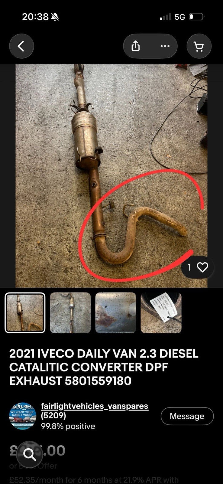 Iveco Daily MK6 2019-On 2.3 Exhaust Pipe Rear End + Clamp 2025 Original