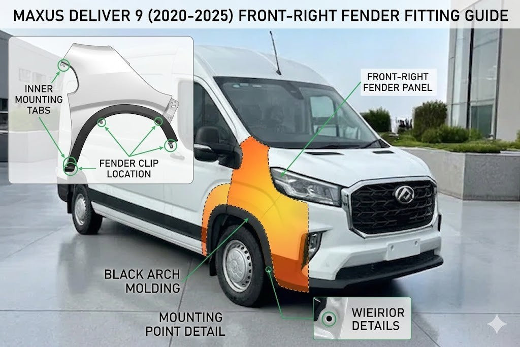 MAXUS DELIVER 9 Front Right Wing & Arch Trim  New & Painted Ready  2020 To 2025