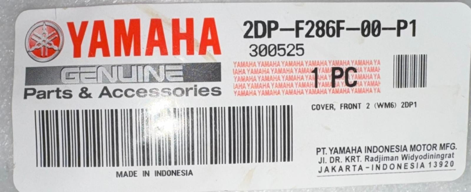 YAMAHA Cover, Front 2, 2DP-F286F-00-P1 OEM GPD125-NMAX GPD125-White