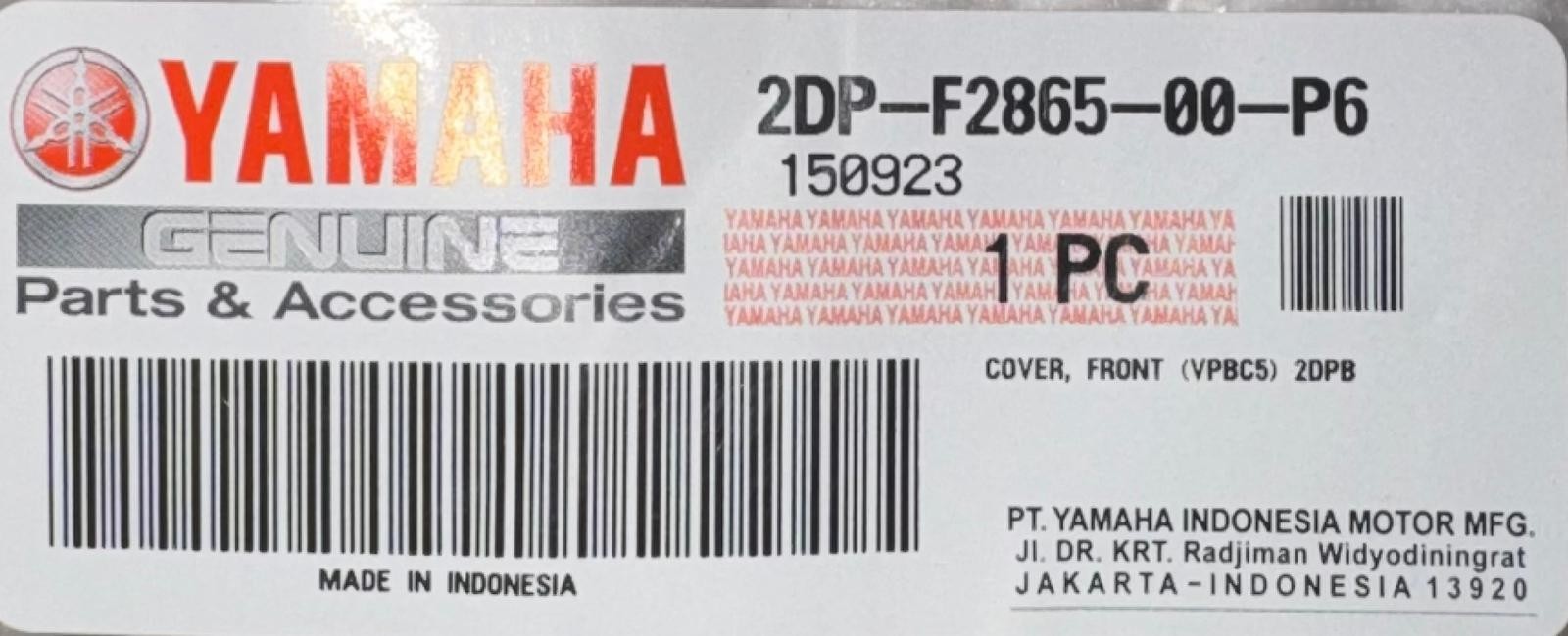 Genuine YAMAHA Cover, Front, 2DP-F2865-00-P1 OEM GPD125-ANMAX GPD125 Blue